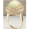 Image 3 : 5.25 CTW Natural Opal And Diamond Ring In 18K Yellow Gold