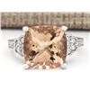 Image 1 : 8.11 CTW Natural Morganite And Diamond Ring In 18K White Gold