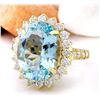 Image 2 : 7.97 CTW Natural Aquamarine 18K Solid Yellow Gold Diamond Ring