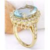 Image 4 : 7.97 CTW Natural Aquamarine 18K Solid Yellow Gold Diamond Ring