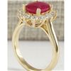 Image 3 : 3.57 CTW Natural Ruby And Diamond Ring 18K Solid Yellow Gold