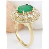 Image 4 : 4.48 CTW Natural Emerald 14K Solid Yellow Gold Diamond Ring