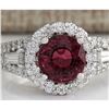 Image 1 : 4.02 CTW Natural Pink Tourmaline And Diamond Ring 18K Solid White Gold