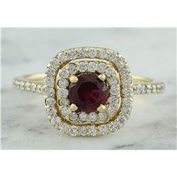 1.40 CTW Ruby 14K Yellow Gold Diamond Ring