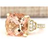 Image 2 : 8.11 CTW Natural Morganite And Diamond Ring In 18K Yellow Gold