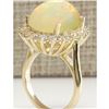 Image 3 : 10.46 CTW Natural Opal And Diamond Ring In 14K Solid Yellow Gold