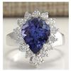 Image 1 : 5.10 CTW Natural Tanzanite And Diamond Ring 14K Solid White Gold