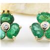 Image 1 : 2.90 CTW Natural Emerald 18K Solid Yellow Gold Diamond Stud Earrings