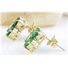 Image 3 : 2.90 CTW Natural Emerald 18K Solid Yellow Gold Diamond Stud Earrings