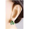 Image 5 : 2.90 CTW Natural Emerald 18K Solid Yellow Gold Diamond Stud Earrings
