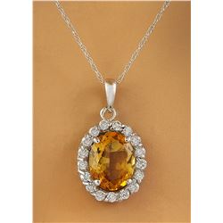 2.00 CTW Citrine 18K White Gold Diamond Necklace