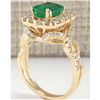 Image 3 : 3.18 CTW Natural Emerald And Diamond Ring In 18K Yellow Gold