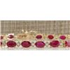 Image 1 : 11.95CTW Natural Red Ruby And Diamond Bracelet In 14K Yellow Gold