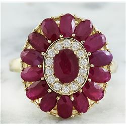 4.40 CTW Ruby 18K Yellow Gold Diamond Ring