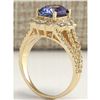 Image 3 : 3.65 CTW Natural Tanzanite And Diamond Ring In 18K Yellow Gold