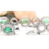 Image 2 : 6.98 CTW Natural Emerald 18K Solid White Gold Diamond Bracelet
