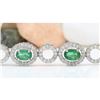 Image 3 : 6.98 CTW Natural Emerald 18K Solid White Gold Diamond Bracelet