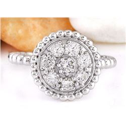 0.55 CTW Natural Diamond 18K Solid White Gold Ring
