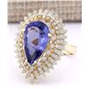 Image 2 : 8.10 CTW Natural Tanzanite And Diamond Ring In 18K Yellow Gold