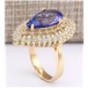 Image 3 : 8.10 CTW Natural Tanzanite And Diamond Ring In 18K Yellow Gold