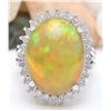 Image 1 : 13.48 CTW Natural Opal 18K Solid White Gold Diamond Ring