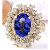 Image 2 : 6.82 CTW Natural Tanzanite 14K Solid Yellow Gold Diamond Ring