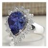 Image 2 : 5.10 CTW Natural Tanzanite And Diamond Ring 18K Solid White Gold