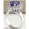 Image 3 : 5.10 CTW Natural Tanzanite And Diamond Ring 18K Solid White Gold