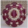 13.23 CTW Natural Red Ruby And Diamond Ring 14k Solid Yellow Gold