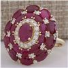 Image 2 : 13.23 CTW Natural Red Ruby And Diamond Ring 14k Solid Yellow Gold