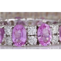 7.71 CTW Natural Pink Ceylon Sapphire Diamond Ring 14K Solid White Gold
