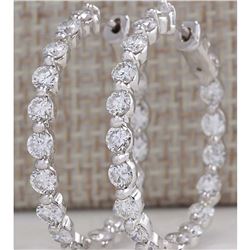 4.28 CTW Natural Diamond Hoop Earrings 14K Solid White Gold