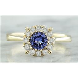 0.72 CTW Tanzanite 18K Yellow Gold Diamond ring