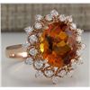 Image 2 : 4.85 CTW Natural Madeira Citrine And Diamond Ring 18K Solid Rose Gold