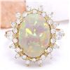 4.85 CTW Natural Opal 18K Solid Yellow Gold Diamond Ring