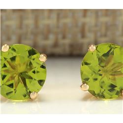3.00 CTW Natural Peridot Earrings 14k Solid Yellow Gold