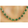 34.65 CTW Emerald 14K Yellow Gold Diamond Necklace