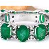 4.60 CTW Natural Emerald 18K Solid White Gold Diamond Ring