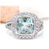 5.60 CTW Natural Aquamarine 14K Solid White Gold Diamond Ring