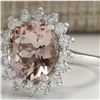 Image 2 : 4.72 CTW Natural Peach Morganite And Diamond Ring In 14K Solid White Gold