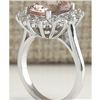 Image 3 : 4.72 CTW Natural Peach Morganite And Diamond Ring In 14K Solid White Gold