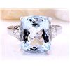 5.58 CTW Natural Aquamarine 14K Solid White Gold Diamond Ring
