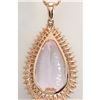 Image 2 : 38.92 CTW Natural Kunzite And Diamond Pendant In 18K Solid Rose Gold