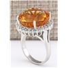 Image 3 : 18.42 CTW Natural Citrine And Diamond Ring 14k Solid White Gold