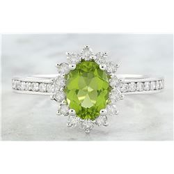 1.95 CTW Peridot 18K White Gold Diamond Ring