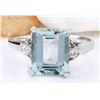 4.34 CTW Natural Aquamarine 18K Solid White Gold Diamond Ring