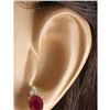 Image 3 : 2.90 CTW Natural Red Ruby And Diamond Earrings 18K Solid Yellow Gold