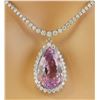 29.36 CTW Kunzite 18K White Gold Diamond Necklace