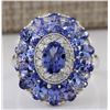 4.77 CTW Natural Tanzanite And Diamond Ring In 14k White Gold
