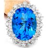 18.41 CTW Natural Topaz 18K Solid White Gold Diamond Ring